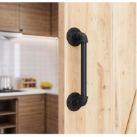 Black Rustic Industrial Grab Bar 11" Pipe Barn Door Handle Towel Bar, Handrail and Pull