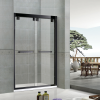 Luxurious Simple Aluminum Alloy Black Frame Shower Door